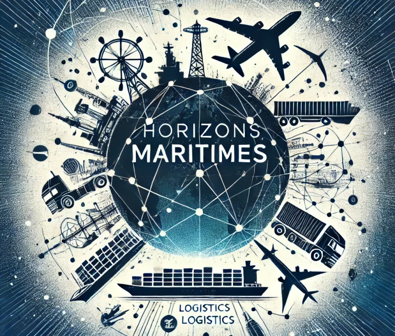 DALL·E 2024-08-15 15.30.41 - A creative and professional image representing Horizons Maritimes' logistics services. The image should use a darker blue and white color scheme to co